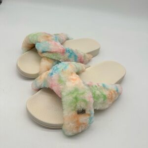 Australia Luxe Collective Multicolor Plush Women's Slip-Ons NWT size 6 Slides